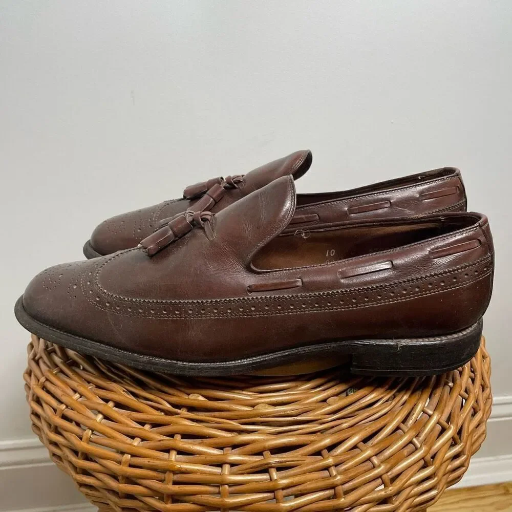 Allen Edmonds Tassel Loafer Brown Leather Slip On Mens 10 C 57998 Oxford Career